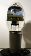 Finger of God, industrial lightbulb sculpture